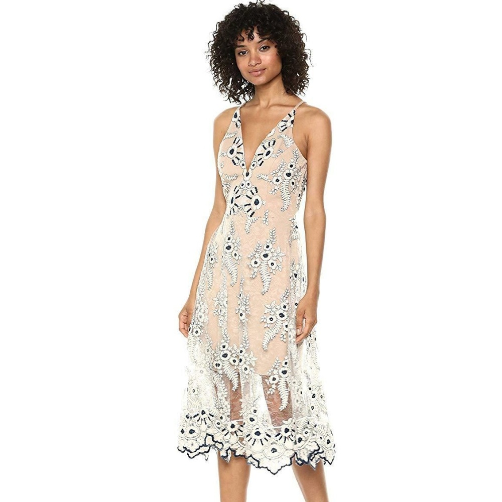 Dress The Population Audrey Embroidered Midi Dress
